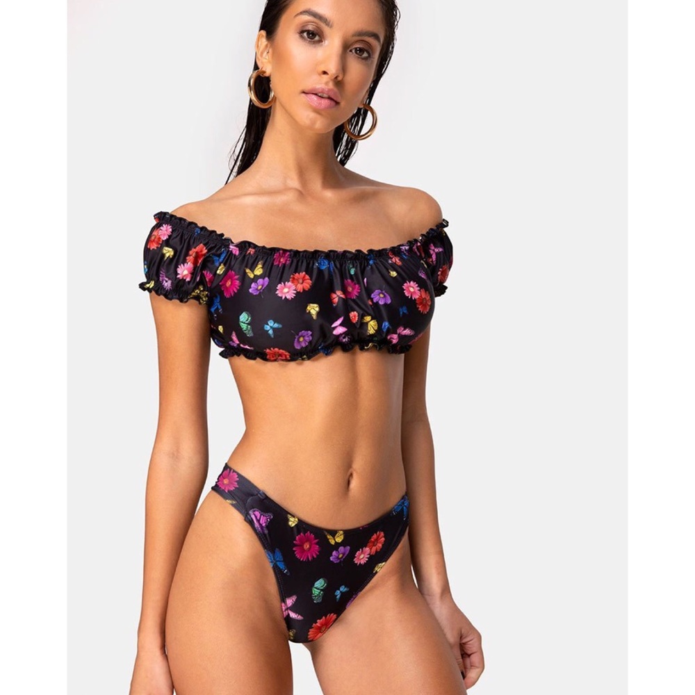 Motel Dita Bikini Bottoms In Butterfly Floral